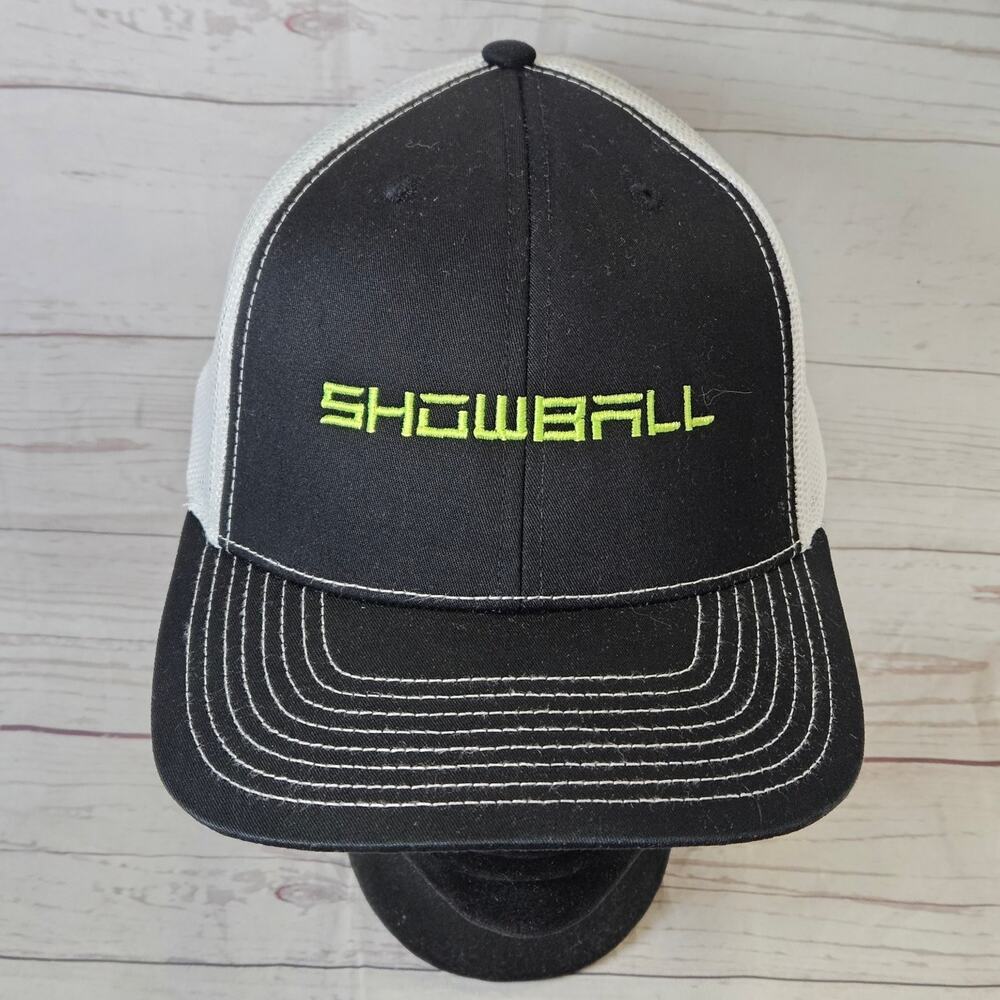 Showball Hat Richardson 112 Mesh Trucker Hat Men's Adjustable Black White